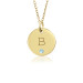 Block Vermeil Initial Birthstone Disc Necklace Personalized Jewelry