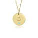 Block Vermeil Initial Birthstone Disc