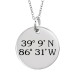 White GPS or Longitude/Latitude Coordinates Disc Personalized Jewelry