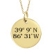 Yellow GPS or Longitude/Latitude Coordinates Disc Personalized Jewelry