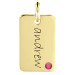 Yellow Gold Birthstone Mini Dog Tag Mommy Pendant Personalized Jewelry