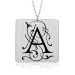 Silver Vintage Initial Square Mommy Necklace Blackened Letter