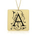 Vintage Initial Vermeil Square Blackening