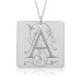 Silver Vintage Initial Square Mommy Necklace