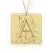 Yellow Vintage Initial Square Mommy Necklace